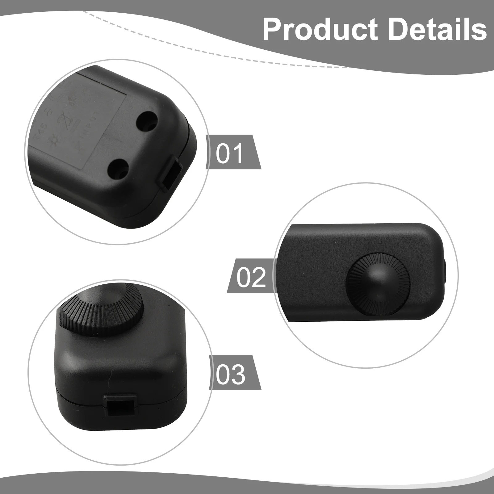 Inline LED Dimmer Switch Built-In Rotary ON-OFF Knob Control Dimmer-Table Desk Lamp Cord Cable Toggle Rocker Switches Control