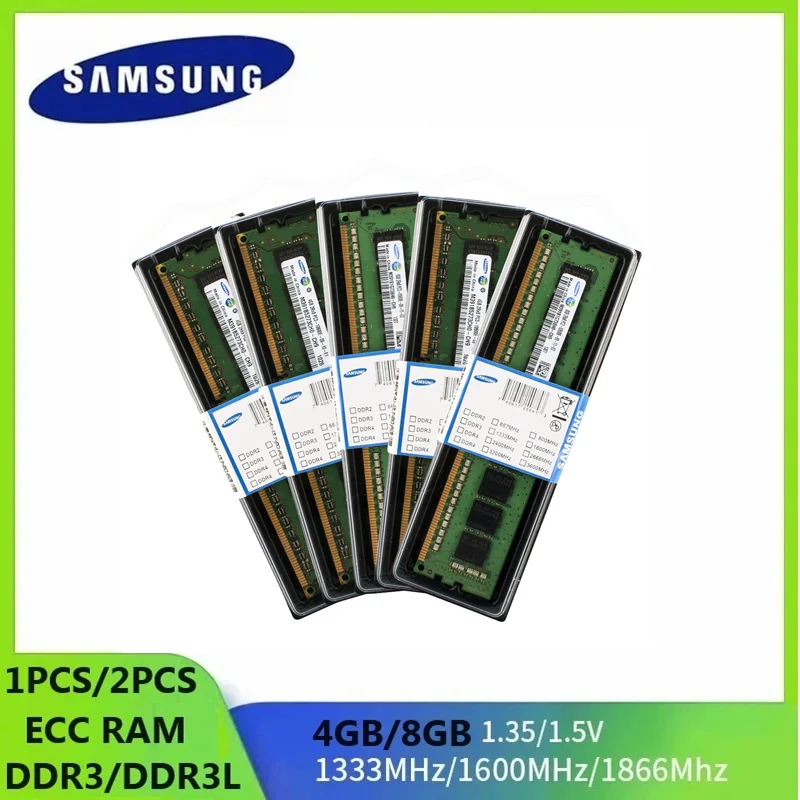 

1/2PCS Samsung Workstation Memory DDR3 DDR3L Server Memoria ECC RAM 8GB 1333 1600MHz 1866MHz PC3-12800E 14900E 10600E 1.35/1.5V