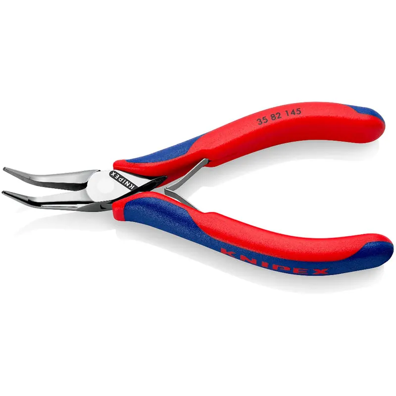 KNIPEX 35 82 145 Electronics Pliers with Box Joint Flat Tips Needle-nose Pliers with Multi-component Half-round Jaws Tools