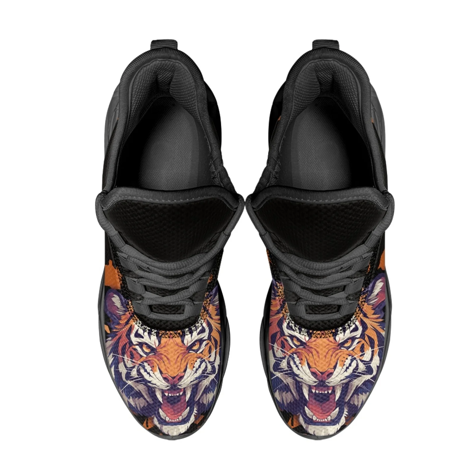 PENSTROLL Roaring Tiger Print Lace-Up Men's Fashion Sneakers for Students Mesh & EVA Mens Running Shoes Men's Blade Sneakers