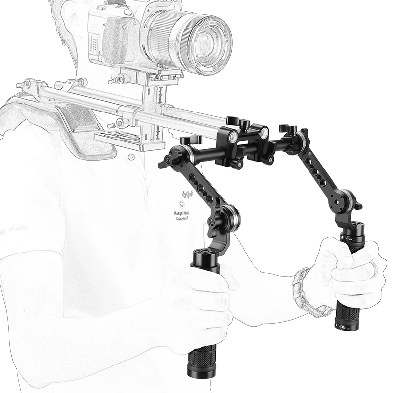 HDRig Camera Shoulder Rig Rubber Handgrip with ARRI Rosette Arm & Adjustable Central 15mm Railblock For Dslr Shoulder Mount Rig