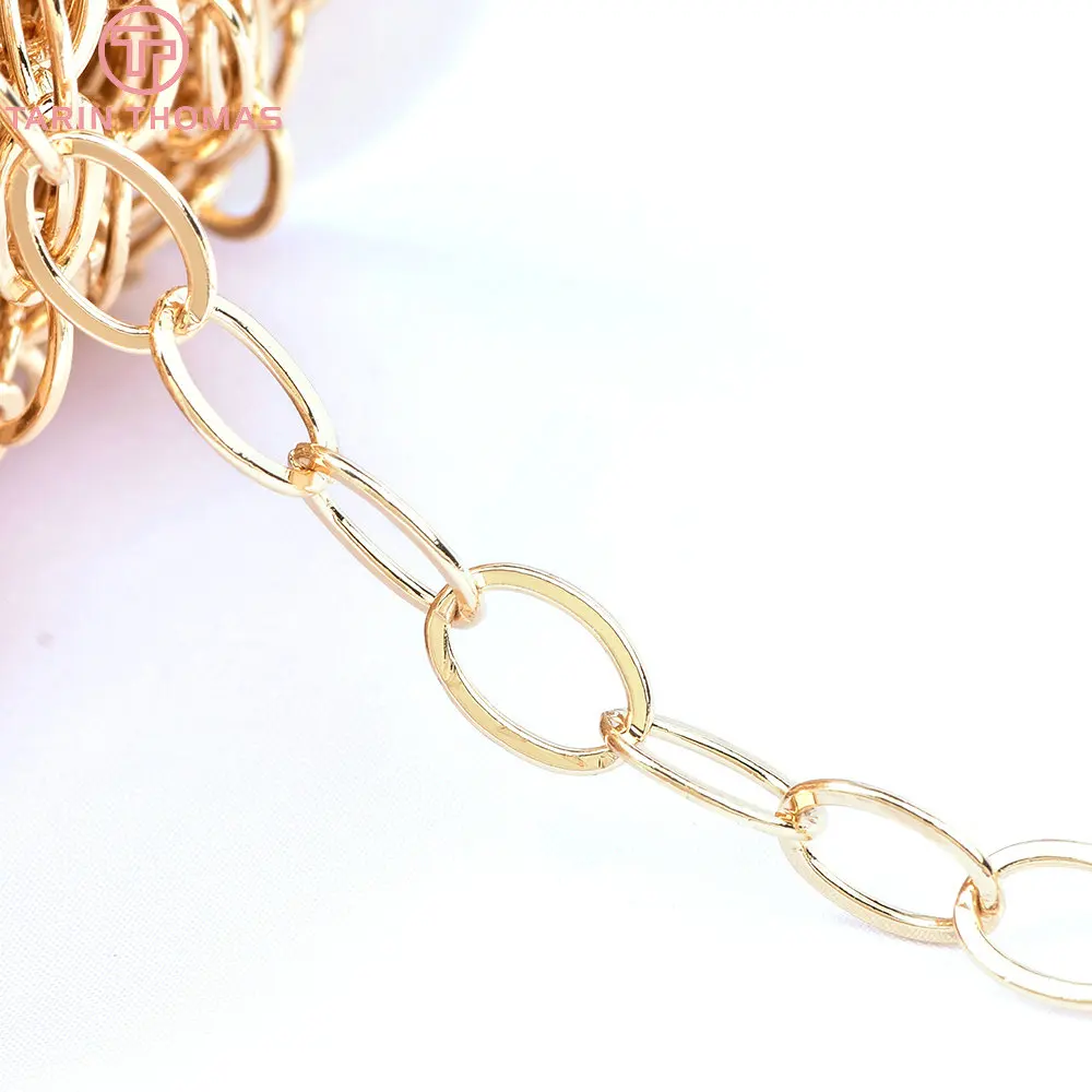 (6534) 1 Meter 8.5x12MM 24K Gold Color Plated Brass Necklace Chains Bracelet Chains High Quality Jewelry Accessories Wholesale