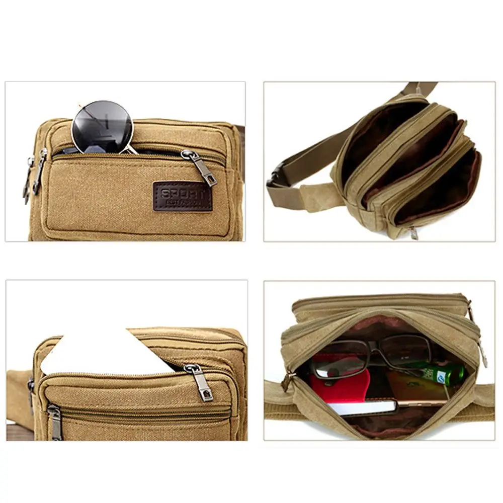 Fashion Waist Bag For Men Canvas Fanny Pack Man Multifunction Pocket Pack Belt Travel Shoulder Bag Outdoor Sports Men's Belt Bag image 2