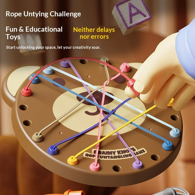 Rope Untangle Puzzle Board Game Improve Logic Thinking Train Concentration Boost Creative Skill Interactive Brain Teaser