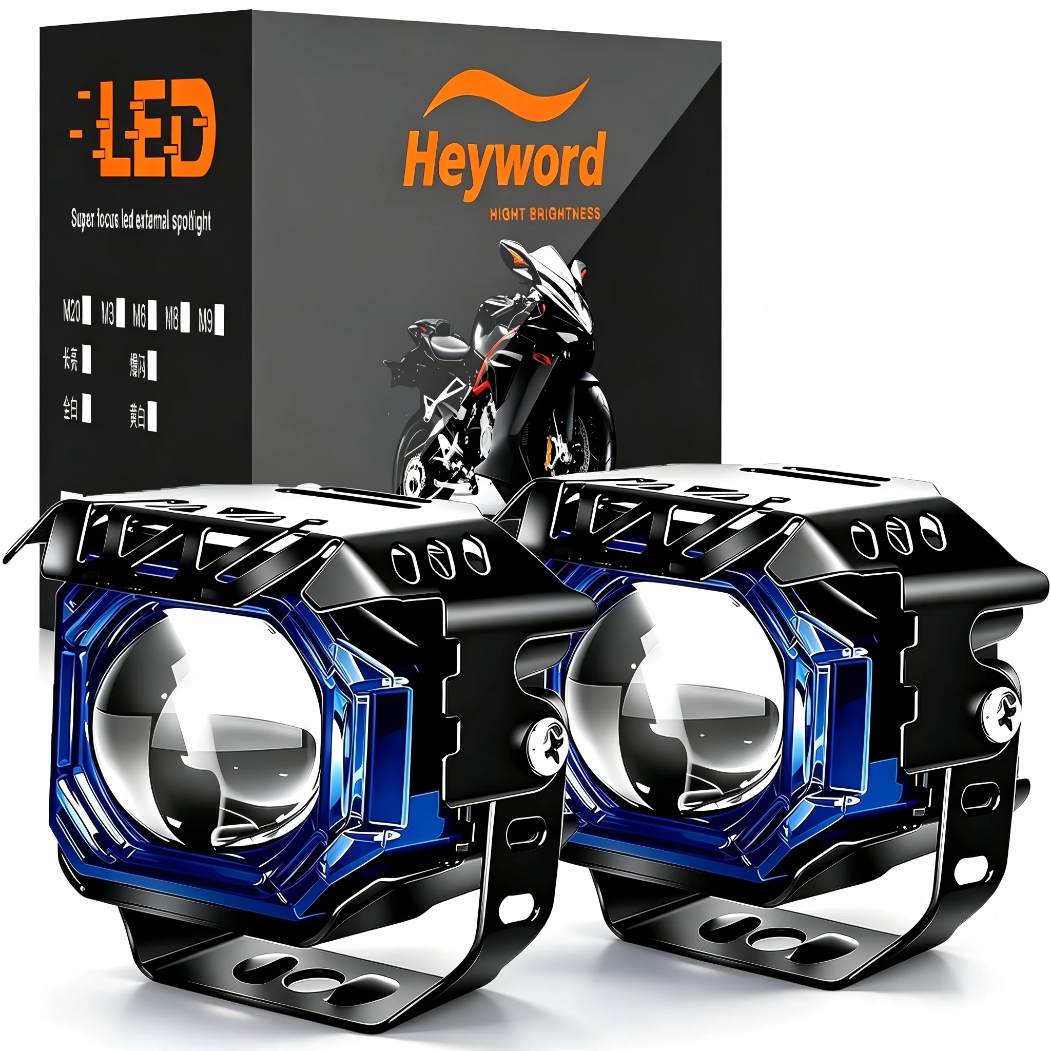 Heyword 1pc LED Motorcycle Lamp, with Both High and Low Light Functions, Flashing Effect, and Adjustable Stand.