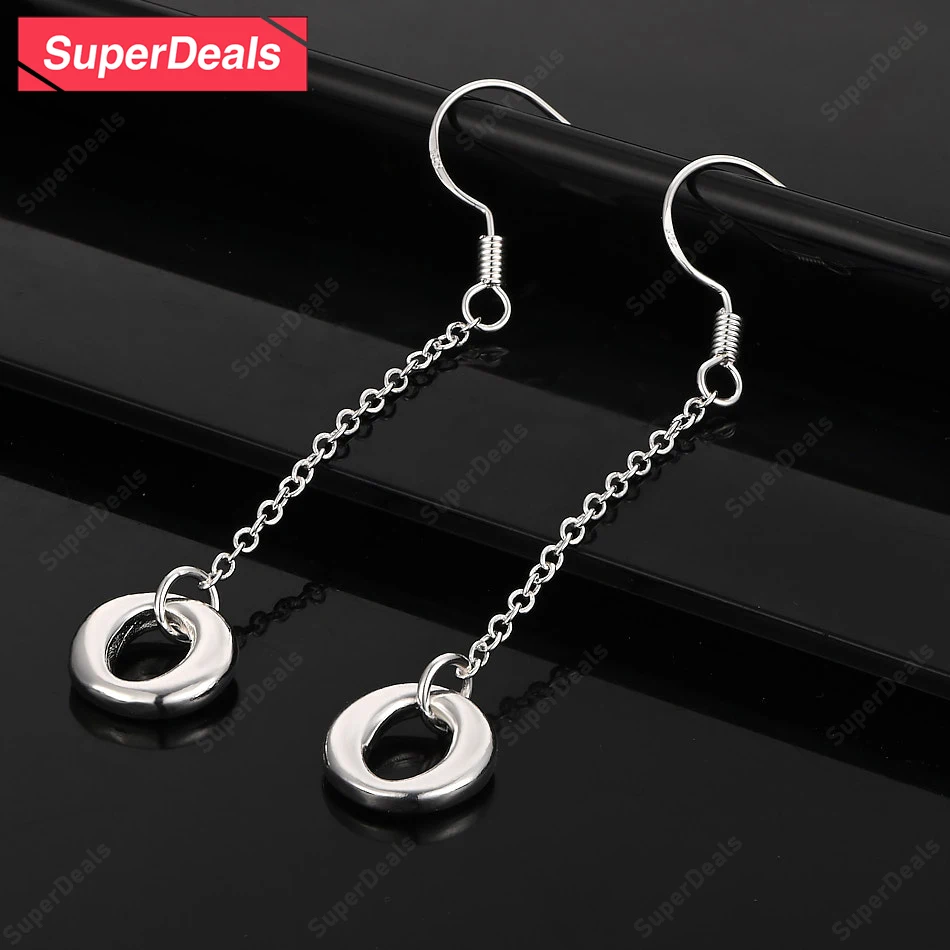 

SuperDeals 925 Sterling Silver Smooth Round Drop Earring Girls Birthday Gift Fashion Elegant Jewelry Earrings Anniversary Party