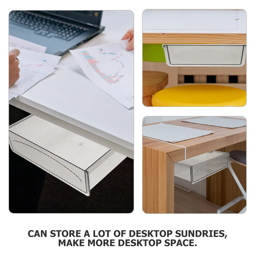 Under Desk Storage Organizer Box Strong Plastic Hidden Drawer Large Capacity Desktop Organizer for Office Supplies Makeup and