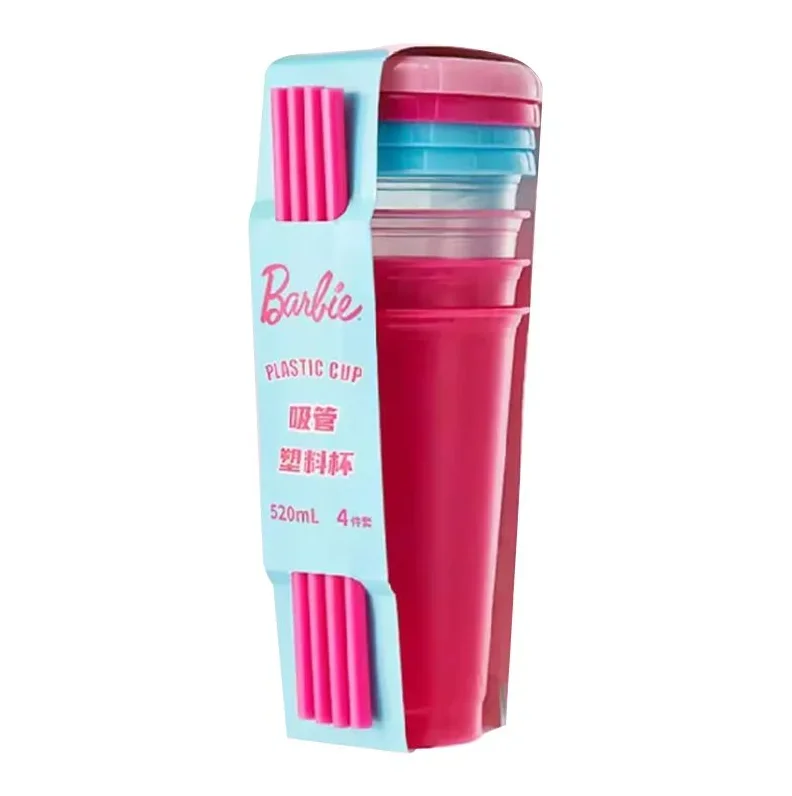 

MINISOMiniIce Barbie Sunlight Shining Series Straw Plastic Cup 4-piece set cute drink bottle with lid