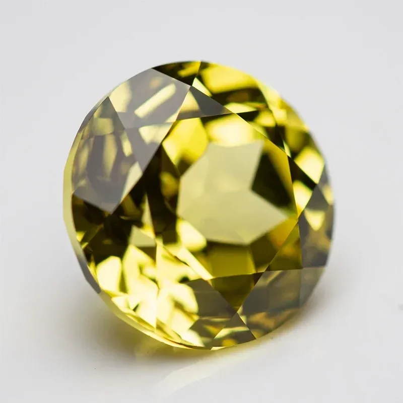 Lab Grown Sapphire Round Cut Yellow Color Top Quality Pendant Gemstones for Charms Jewelry Making Selectable AGL Certificate