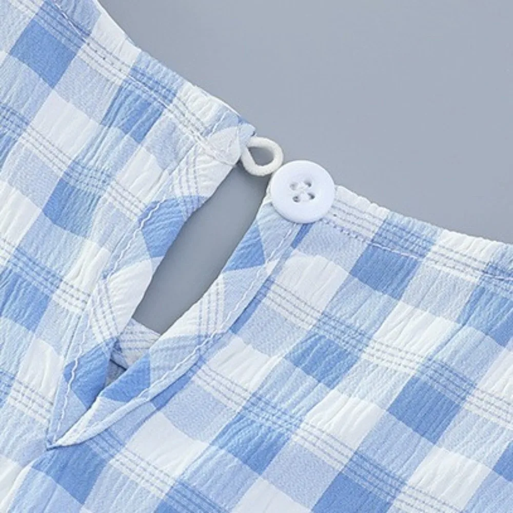 فستان منقوش برقبة دائرية للأطفال مع شبكة من الدانتيل وشبكة زهور فستان طويل بدون أكمام للفتيات تنورة مرقعة للسفر