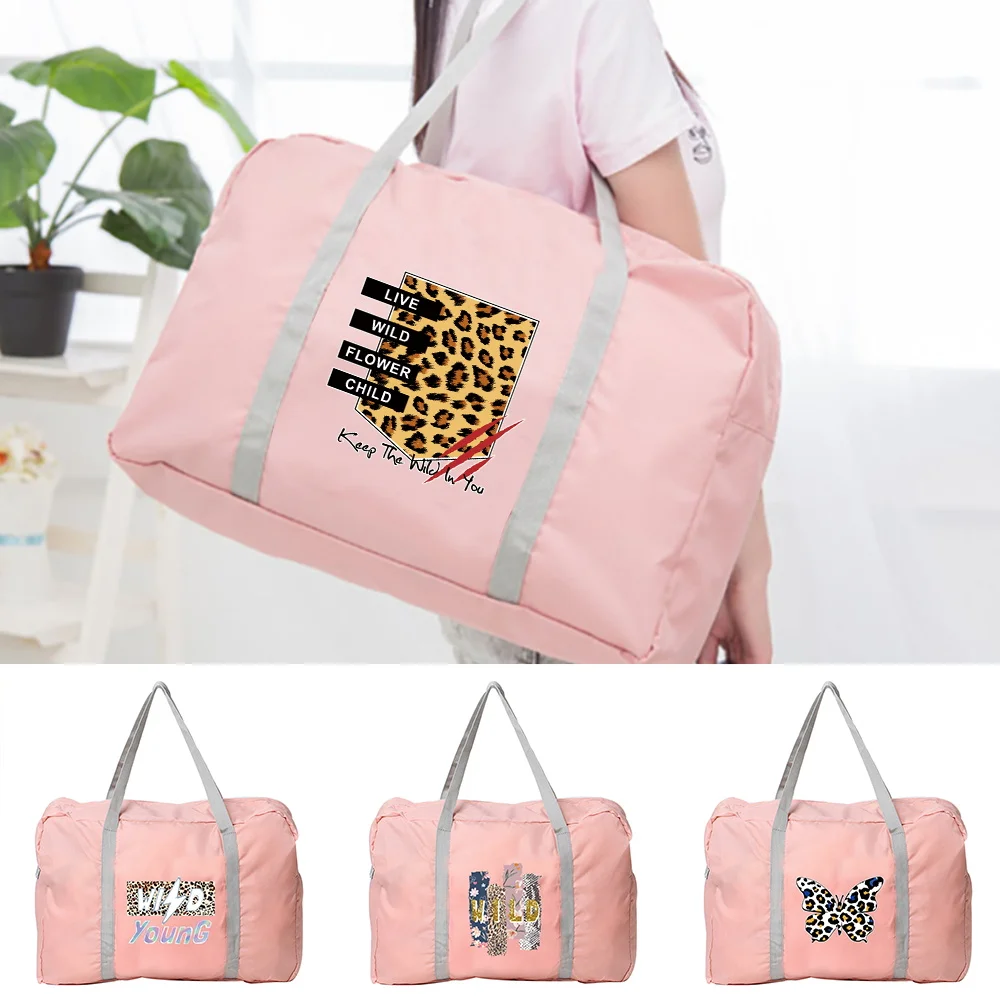 

Handheld Travel Bag with Zipper Large Capacity Spacious Durable Reusable Fashion Duffel Pack Wild Pattern Printing Series