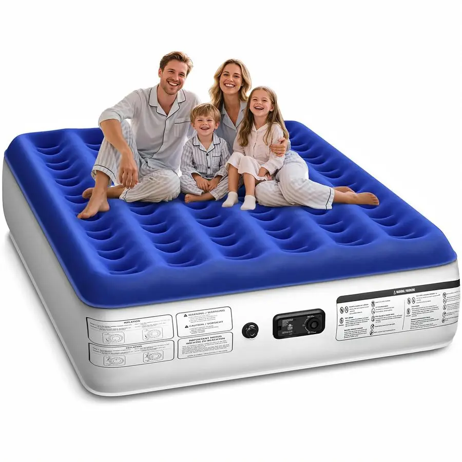 

Air Mattress with Built in Pump Luxurious Comfort Raised Inflatable Mattress Queen Airbed Blow Up Mattress for Home Customizable
