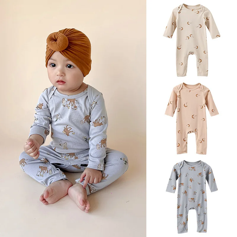 

Baby Cartoon Print Pattern Long Sleeve Jumpsuit Cosy Cotton Spring Autumn Fall Newborn Boys Girl Clothes 0-24M