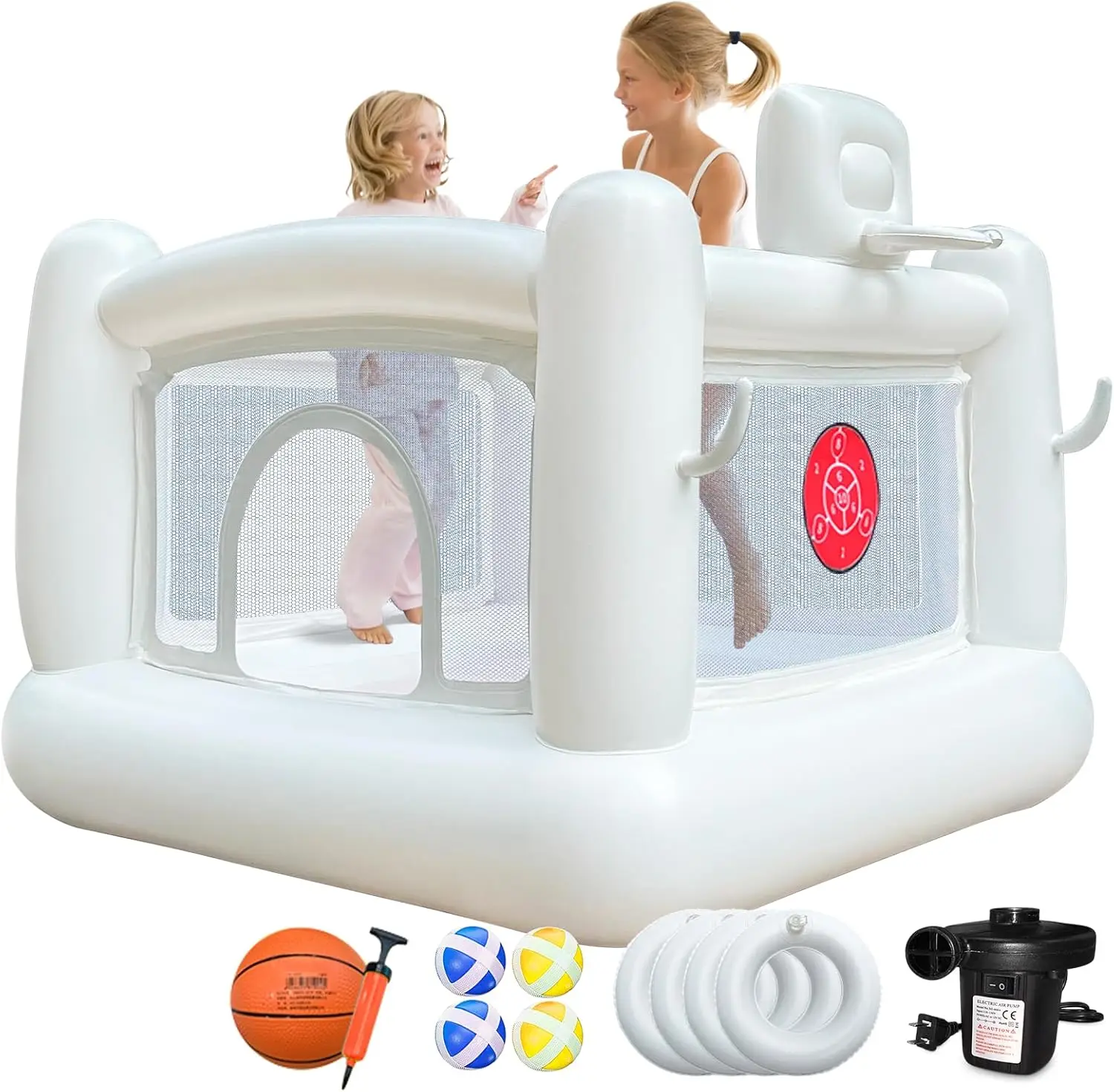 White Bounce House with Pump Kids Ball Pit Bounce House for Kids 3-6 Birthday Indoor or Outdoor Playhouse Customization