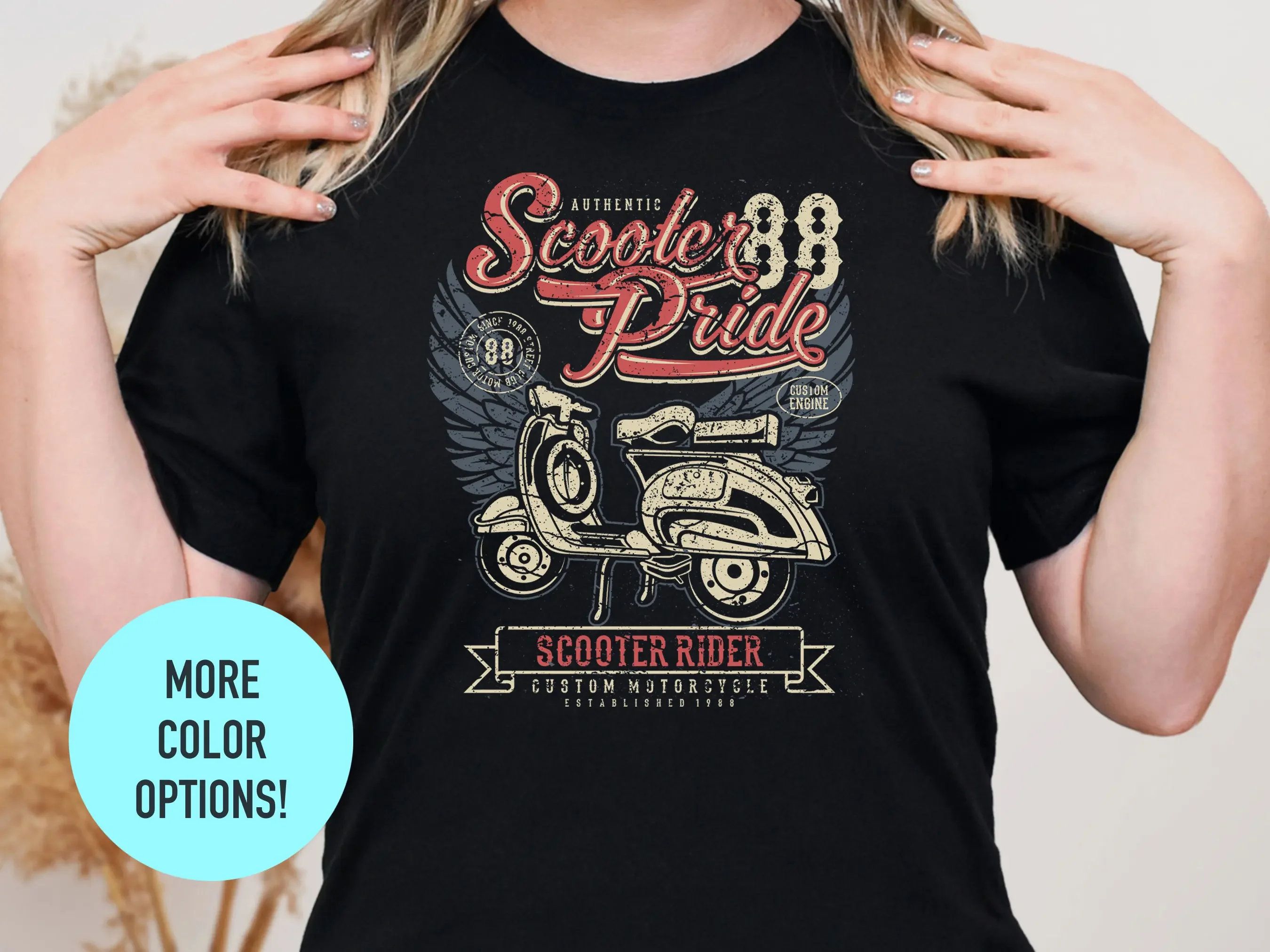 Vintage Scooter T Shirt Comfort Colors Style Art Retro Moped