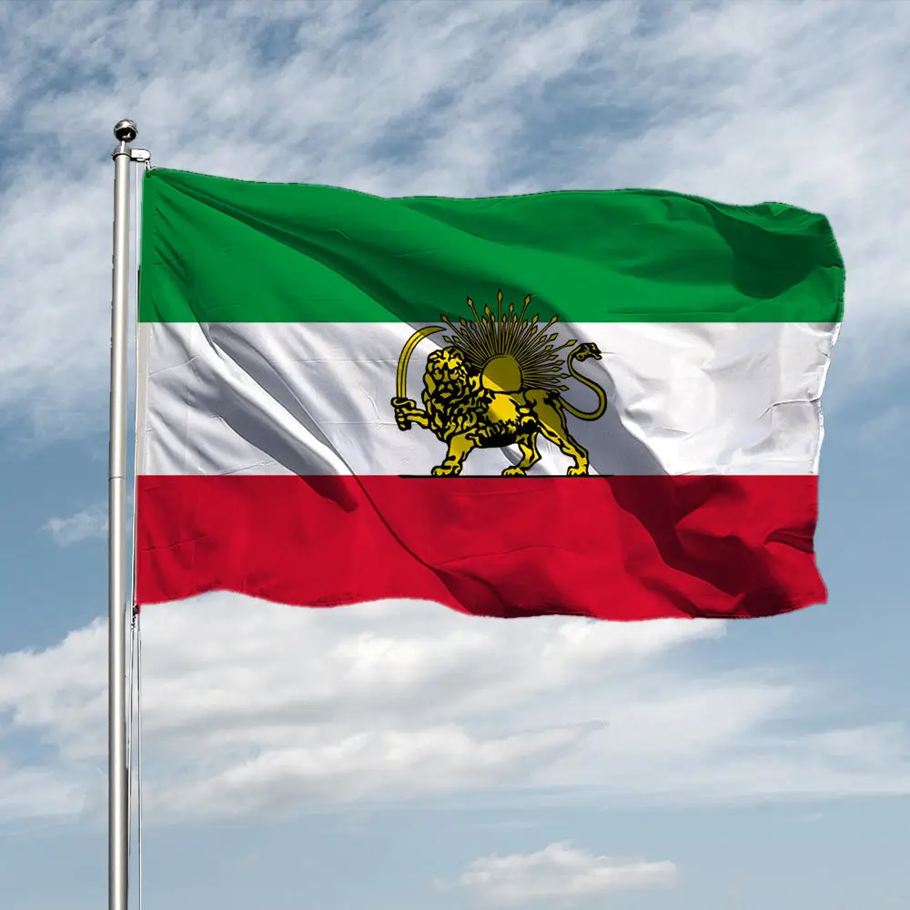 Hot Sell 100% Polyester Digital Printing iran flag lion old lion and sun flags