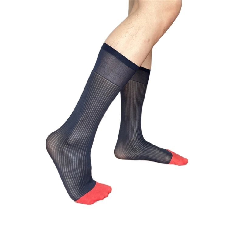 Classical Mens Business Formal Suit Socks Over Calf Nylon Striped Dress Socks Drop Shipping