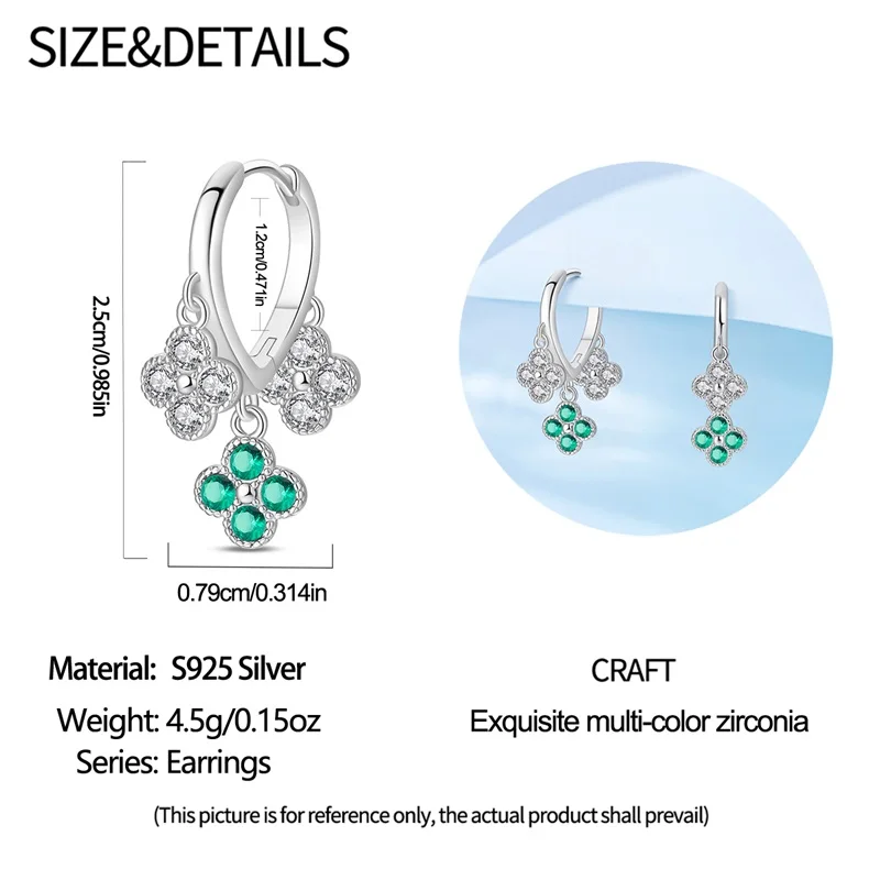 New 925 Sterling Silver Sparkling Zircon Four-Leaf clover Women Earrings Brilliant Wedding Engagement Star Earrings Jewelry Gift image 22