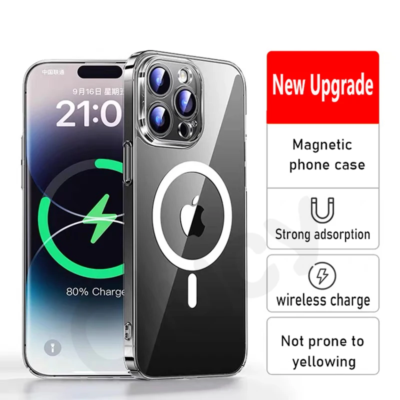 Luxus Magnetische Drahtlose Lade Für Magsafe Fall für iPhone 16 15 14 13 Pro Max 14 13 12 11 Pro 15Plus 16Plus Zurück Abdeckung Transpa