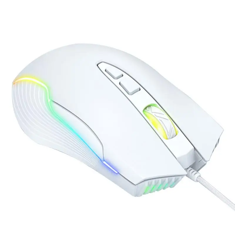 CW905 2.4GHz Wired Mechanical Mouses 7 Programming Buttons Adjustable Colorful RGB Mouses USB Light up Game Mouses