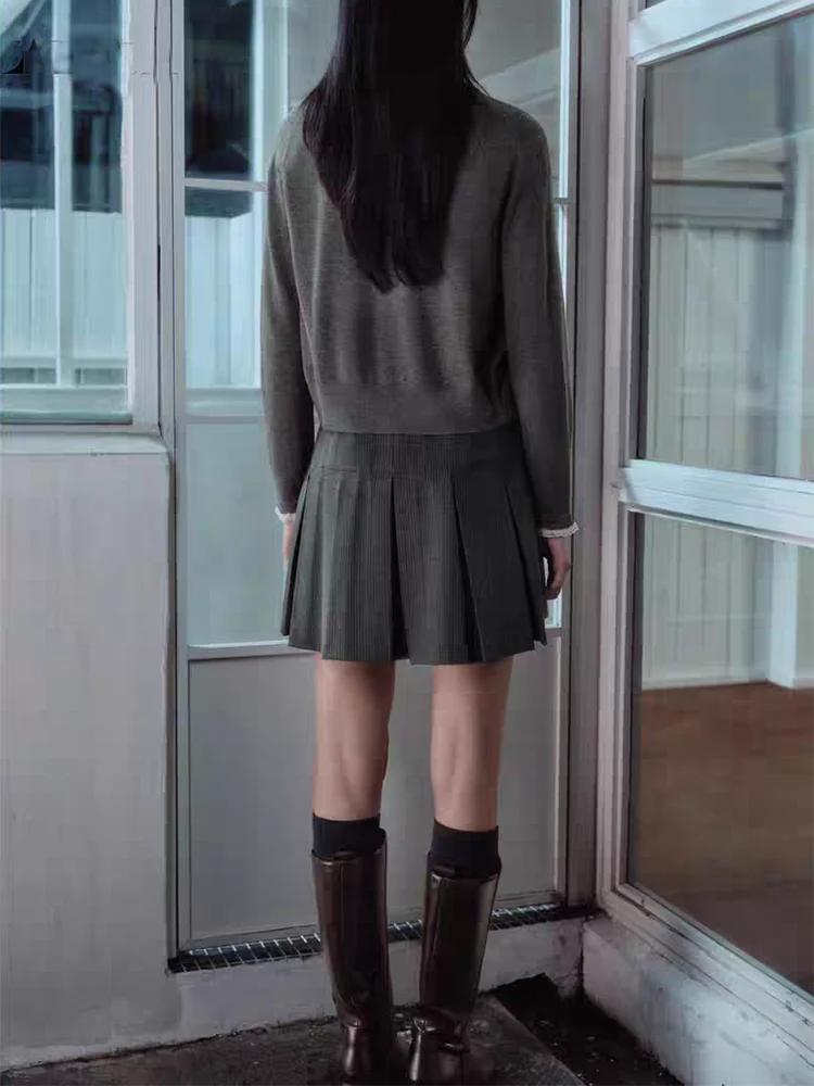 High-End-Winter-Neuankömmling Damen ort Dr ZA2025 Feine Streifen Breite Falte Ele Faionable Damen Dr