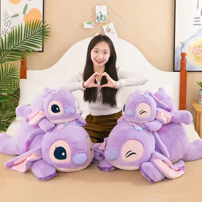 Lilo & Stitch Plush Toy 50-75CM Disney Angel Pillow Anime Doll Cartoon Stuffed Soft Kawaii Companion Children's Birthday Gift