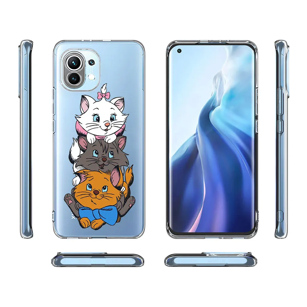 Cartoon Marie Cat Case for Xiaomi Mi 11T 12 12X 13 10T 12T 10 11 5X A1 A3 CC9E 9T Pro A2 9 CC9 11i 8 Lite TPU Soft Phone Cover