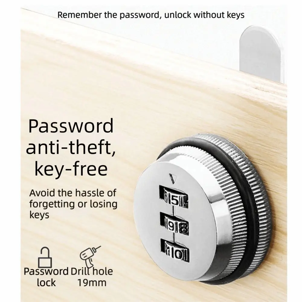 Zinc Alloy Cabinet Lock Multicolor 3-Digit Password File Drawer Locks Rotary Tongue Lock Cylinder Coded Metal Security Locks