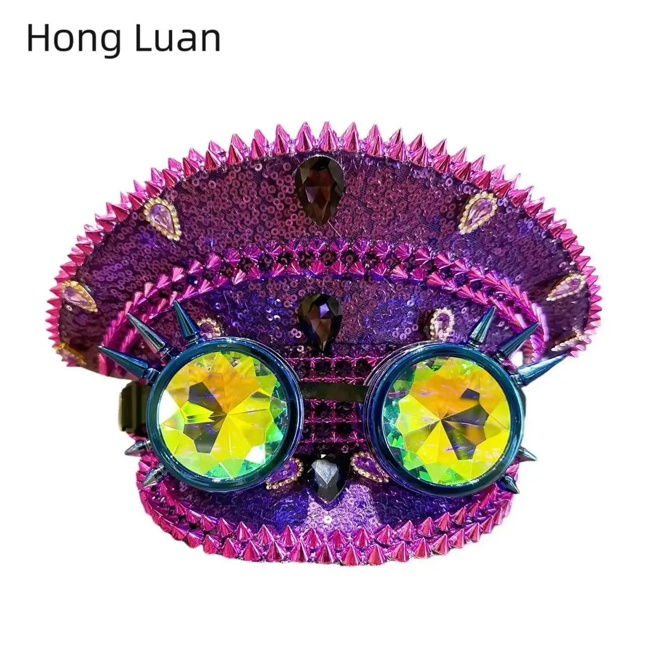Steampunk Festival Captain Hat Rhinestone Goggles Unisex Adult Sequin Anime Accessories Music Festival Cosplay Cap