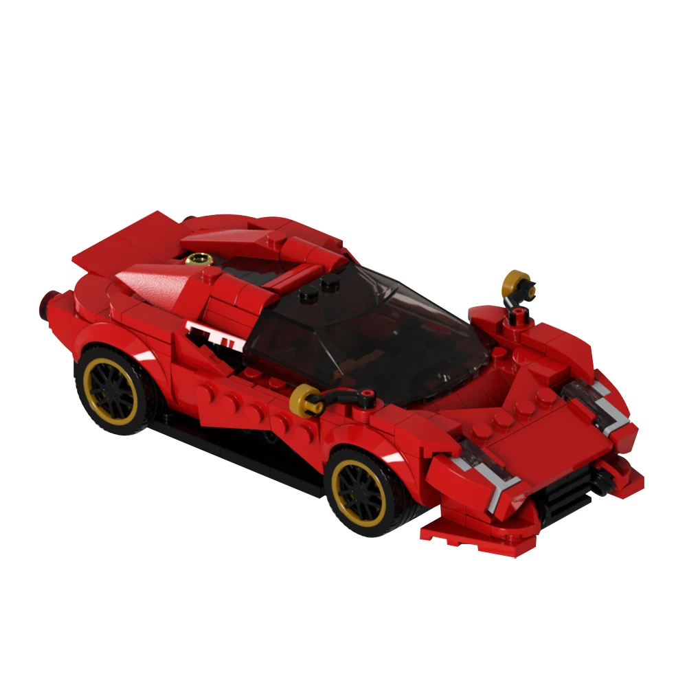 Gobricks MOC Super prędkość samochód sportowy Mustang V12 Drive De Tomasoeds P72 klocki wyścigi drogowe miejski Model zabawkowe klocki na prezent