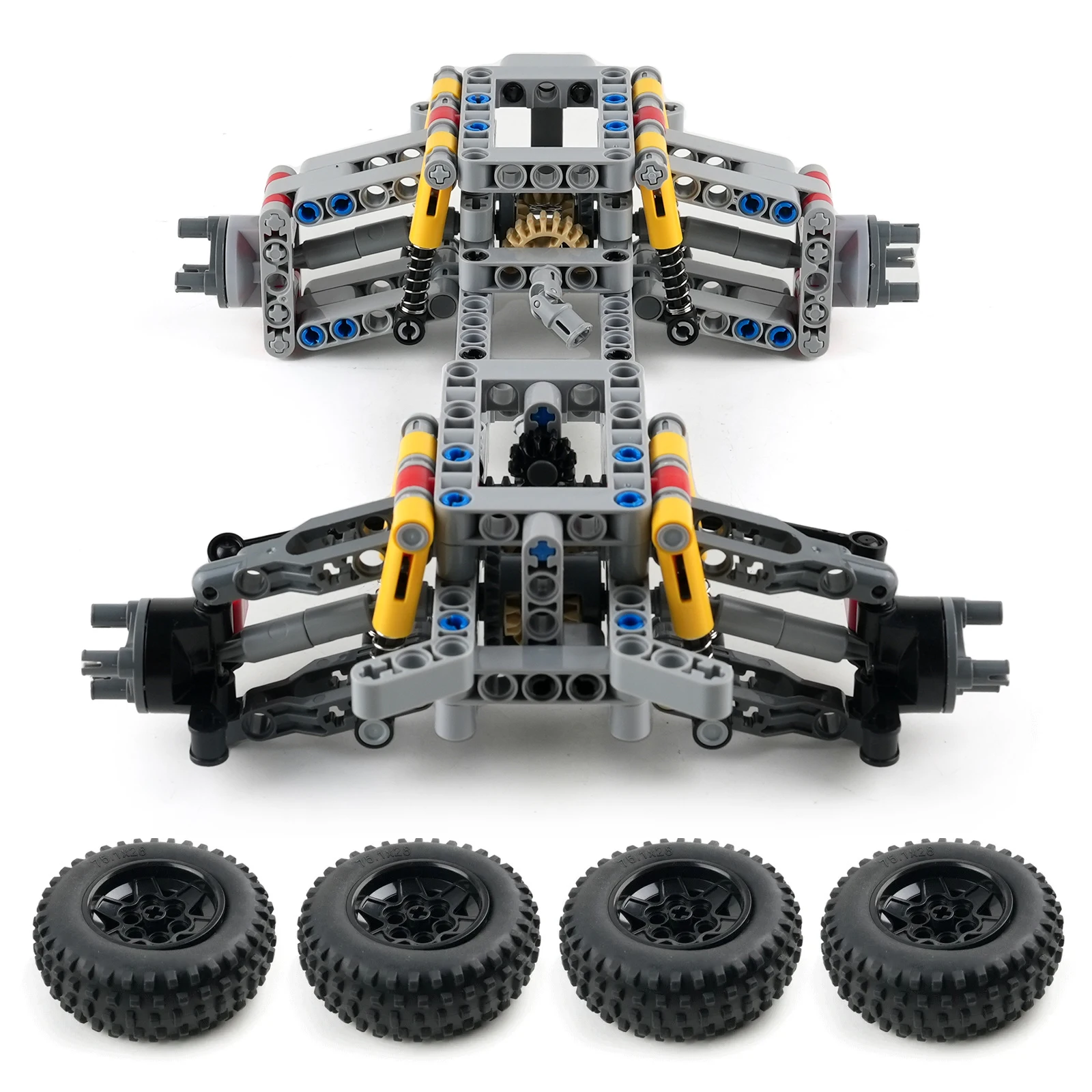 D220 MOC 4WD Independent Suspension Differential Chassis Steering Axle Building Blocks Four-wheel Drive Tech Car Parts Toys Gift