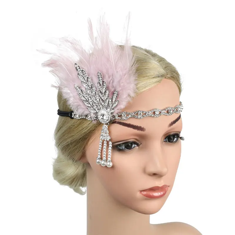 1920s Hairband Headpiece Feather Flapper Headband Headdress Vintage Costume Party Hairband For Women feather headpiece