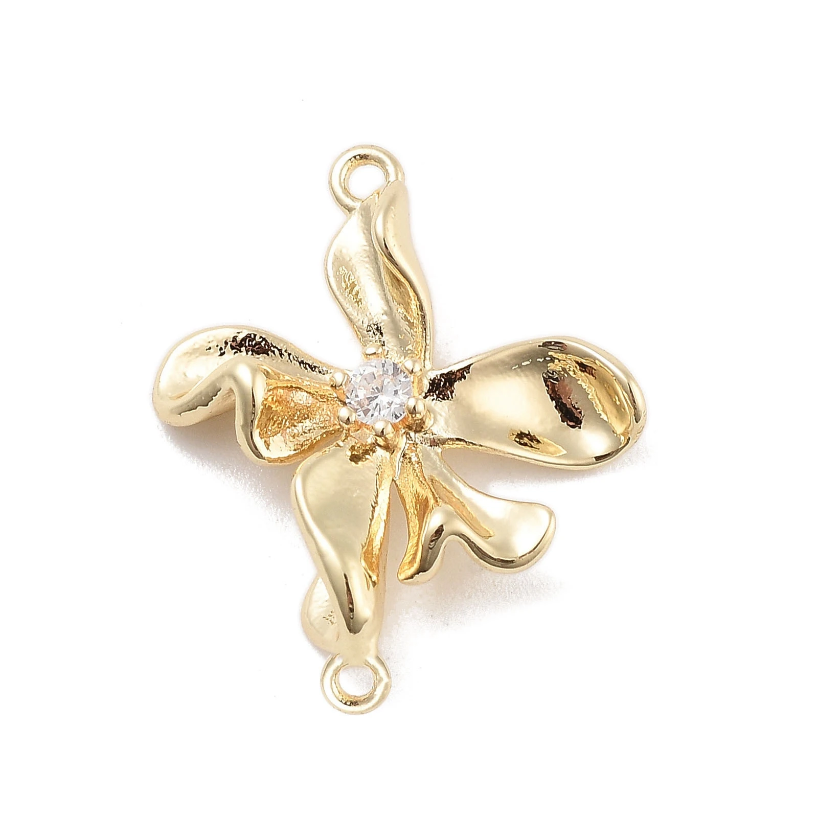 

13pcs Flower Connector Charms Brass Pave Clear Cubic Zirconia Links for Jewelry Making Earrings Necklace Accessories 22.5x17.5mm