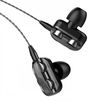 A4 3.5mm Wired Earphone Dual Driver Bass Stereo In-Ear Sports Waterproof Earphone Four-loud Speaker for MP3 Smartphone