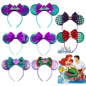 Topolino Sirenetta Fascia per capelli Ragazza Flounder Accessori per capelli Ariel Fascia per bambini Sebastian Perle Orecchie di conchiglia Copricapo