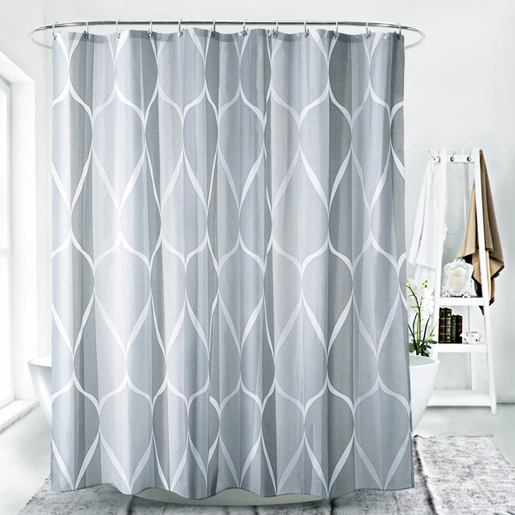 

1set Waterproof Shower Curtain Printed Bathroom Curtains Hanging Polyester Toilet Curtain Dry Home