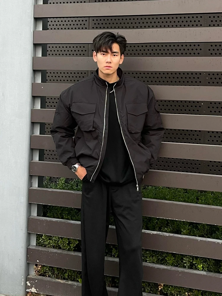 

Cool Haome Pilot Jaet, мужская зимняя куртка с воротником-стойкой, хлопковая рабочая одежда, теплая свободная посадка, длинная свеча на молнии Clo...