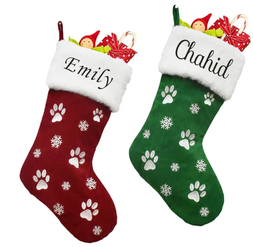 

Personalized Printing Name Christmas Stocking Pet Stocking Christmas Cat and Dog Stocking New Year Gift Bag