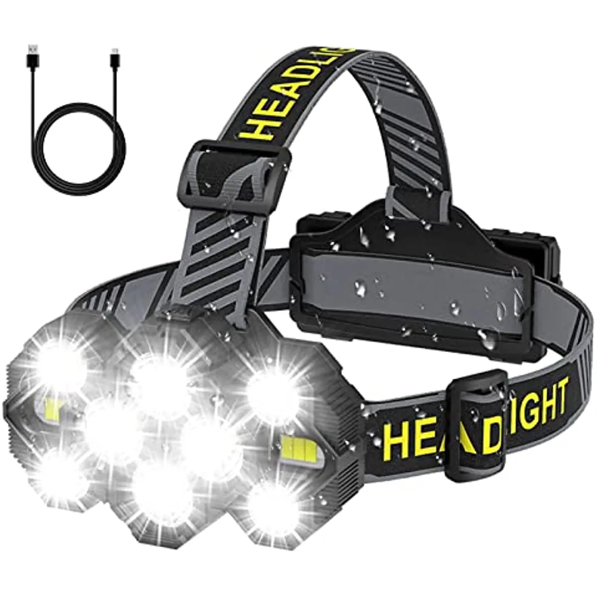 10 LED USB Rechargeable High Power High Lumen Super Bright Head Lamp Powerful Waterproof Head Light with Red Light Fishlight