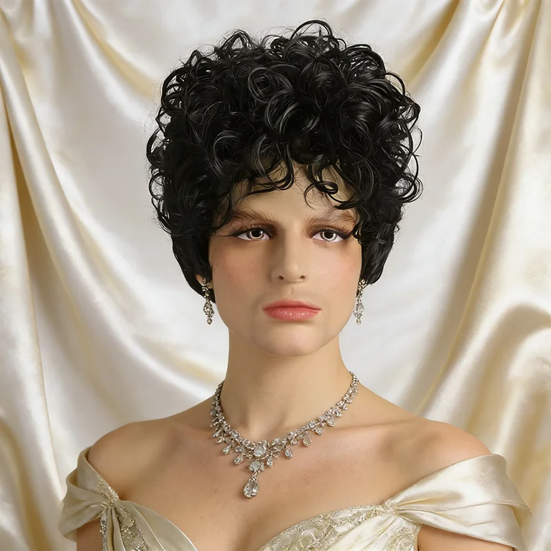 

Мужской модный короткий волнистый синтетический парик с боковой чёлкой