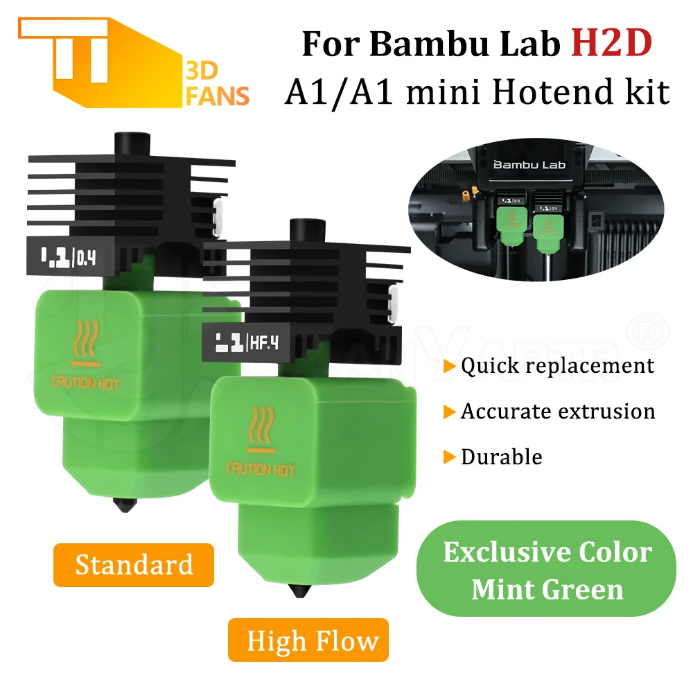 For Bambu Lab H2D Detachable Hardened Steel Nozzle Hotend HF High-Flow Extrusion Printing Nozzle Compatible with A1/A1mini