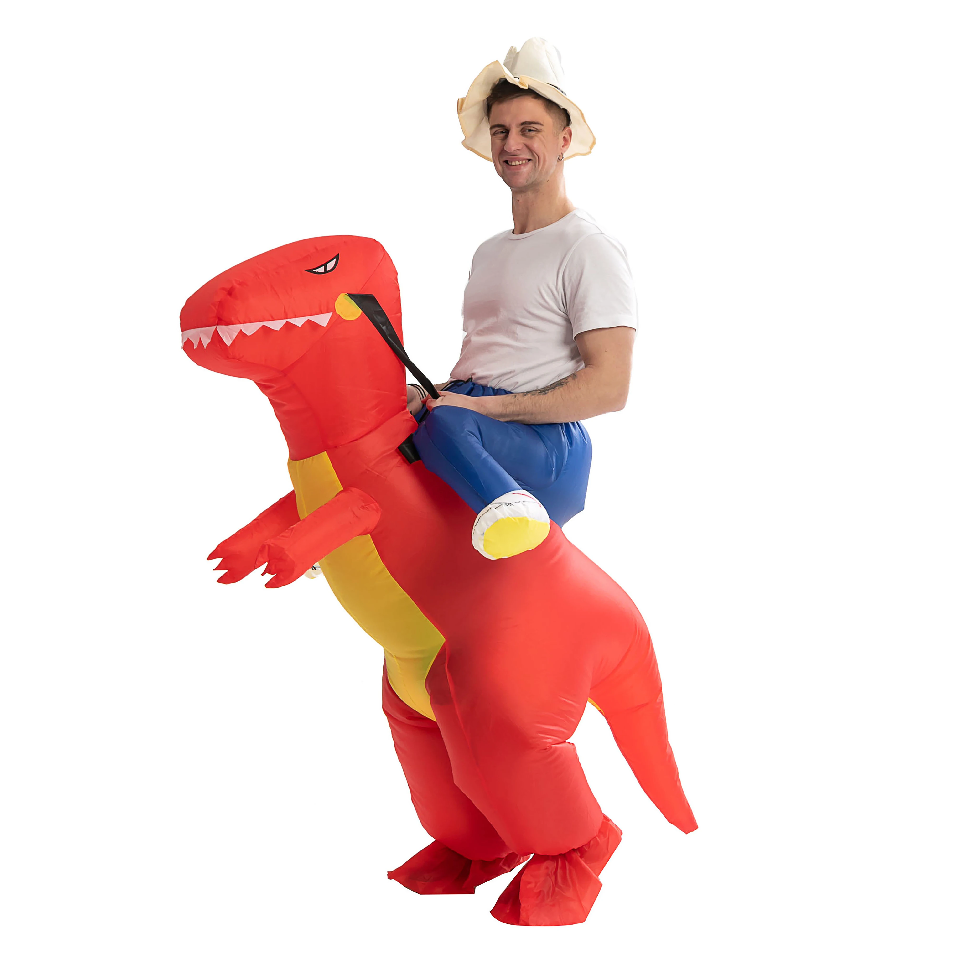 Dinosaur Inflatable Costume Riding Jumpsuit Cosplay Dino Funny Dress Costumes for Girls Boys Kids And Adult Purim Halloween