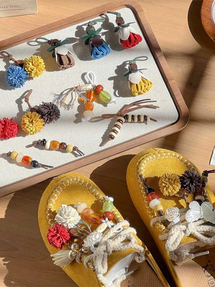 3D Maillard gland chaussure fleurs chaussures breloques pour Martin bottes coloré chaussures Clips chaussure fleurs glands boucle accessoires porte-clés