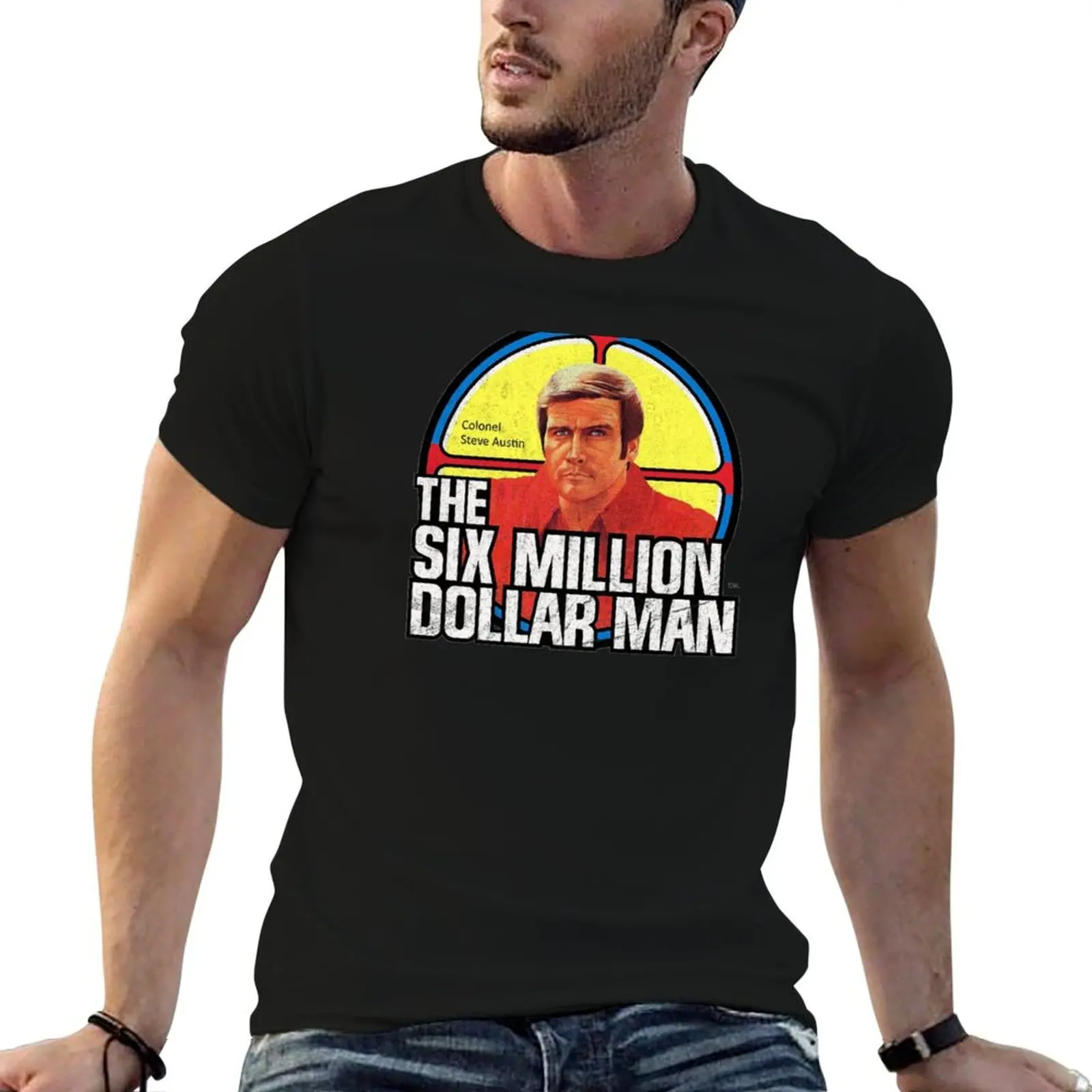 Camiseta vintage con logotipo de The Six Million Dollar Man, camisetas para hombre, paquete de camisetas blancas de algodón