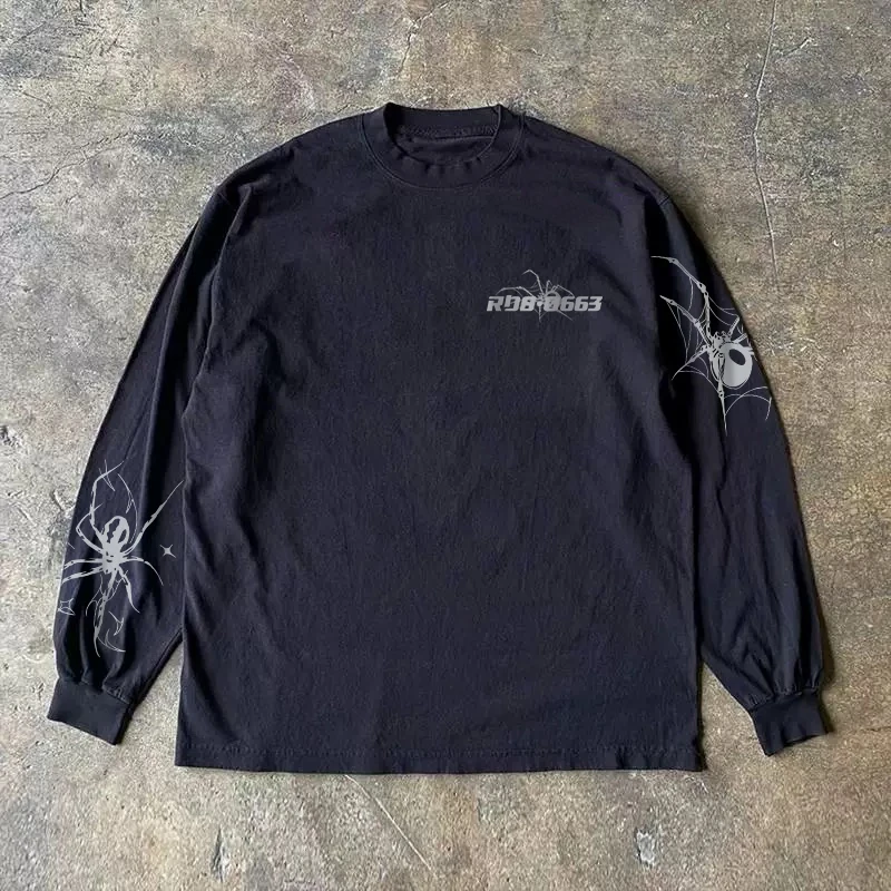 Heavyweight 310g Pure Cotton Long Sleeve T-Shirt American Retro Oversize Streetwear Versatile Miao Xiu Story T-Shirt