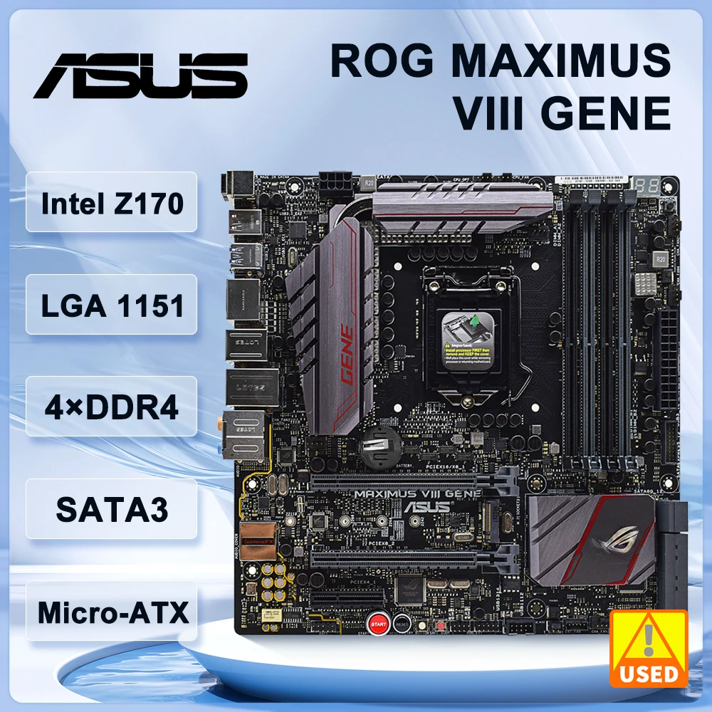 

Материнская плата ASUS ROG MAXIMUS VIII GENE, Intel Z170 LGA 1151 DDR4, 64 Гб, поддержка ядра, Φ 7300 6400 7600 7700 7100 cp M.2 Micro