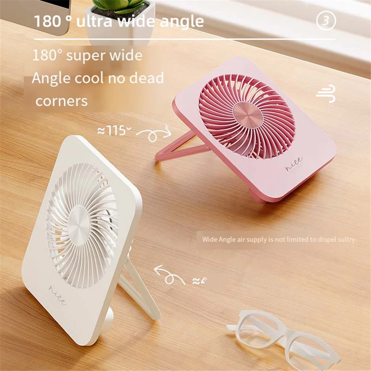 Outdoor Desktop Folding Mini Thin, , Silent, High Wind, Portable Wall-Mounted Small Fan White