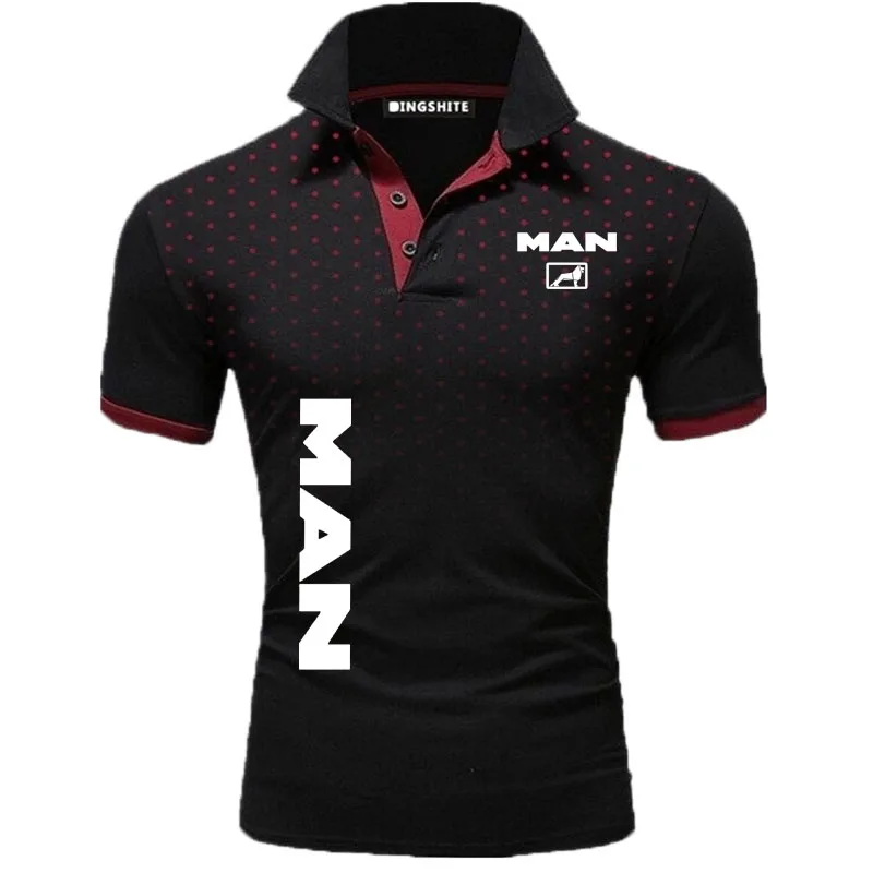 2023 Summer men\'s POLO shirt men\'s golf shirt truck MAN logo print Comfortable breathable casual sports men\'s T shirt top