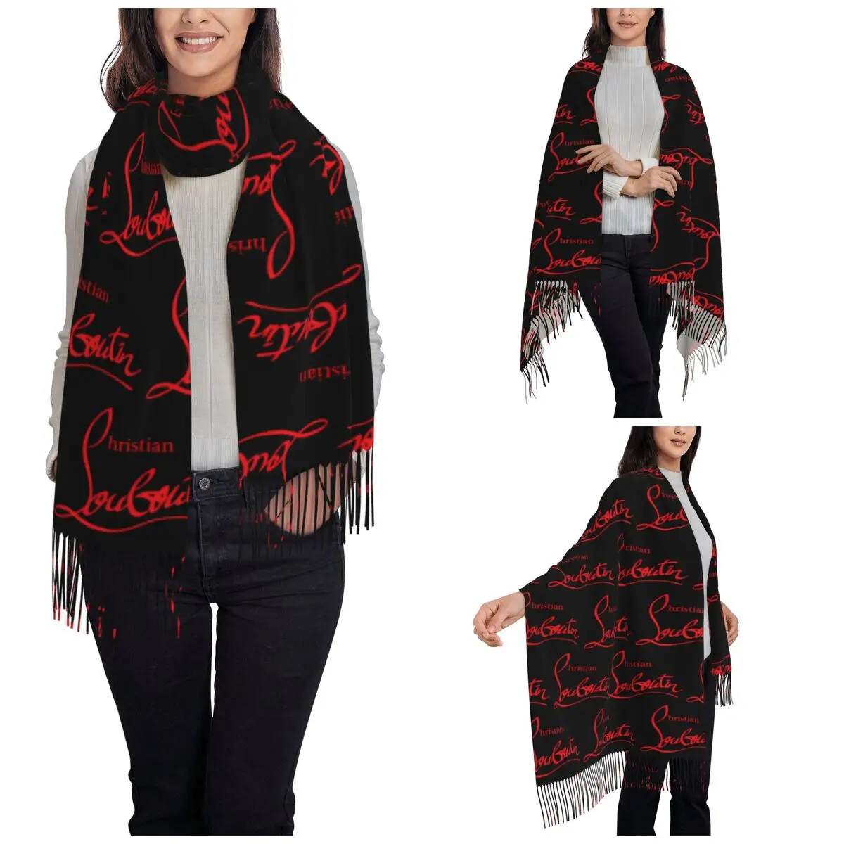 Christians High Heels Louboutins Shawl Wraps for Women Warm Long Soft Scarf Neckerchief Shawl Scarves