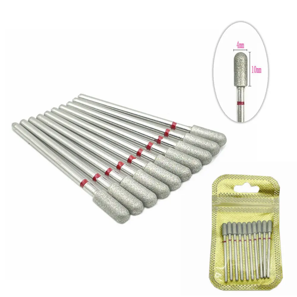 10 Stuks C Serie Ronde Cilinder Nagel Diamant Boor Bit Voor Elektrische Manicure Machine Accessoires Molens Cutter Bits